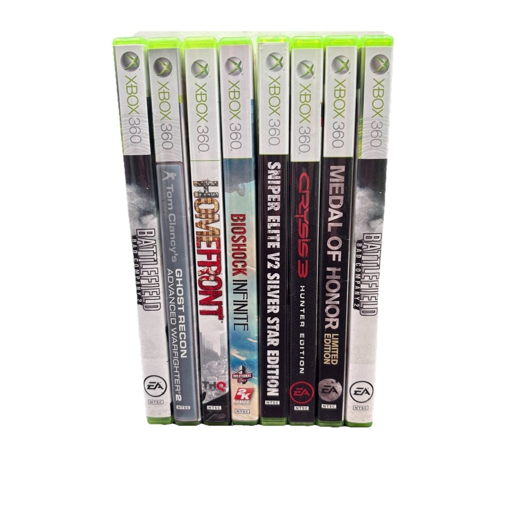 Xbox 360 Shooter Lot 8 Games CIB Battlefield Bad Company 2 Bioshock Crysis Medal